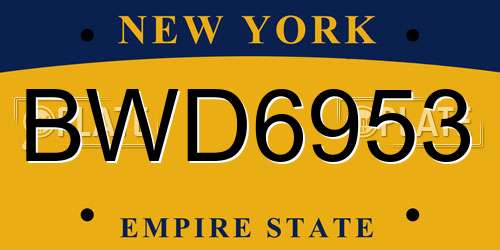 BWD6953 New York License Plate