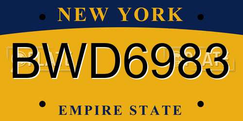 BWD6983 New York License Plate