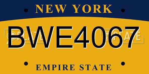 BWE4067 New York License Plate