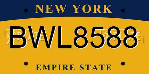 BWL8588 New York License Plate