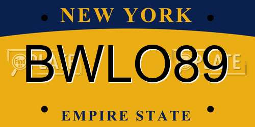 BWLO89 New York License Plate