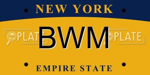 BWM New York License Plate