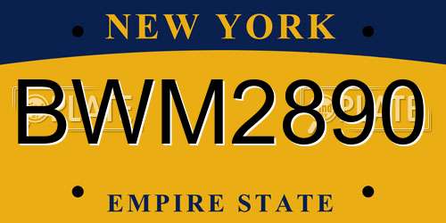 BWM2890 New York License Plate