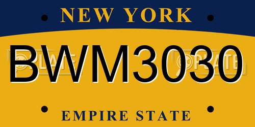 BWM3030 New York License Plate