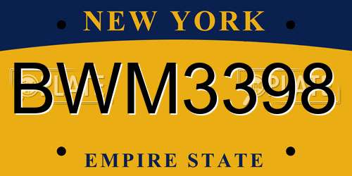 BWM3398 New York License Plate