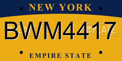 BWM4417 New York License Plate
