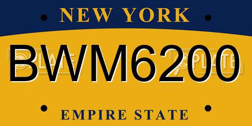 BWM6200 New York License Plate