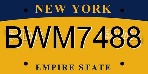 BWM7488 New York License Plate