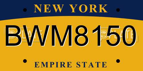 BWM8150 New York License Plate