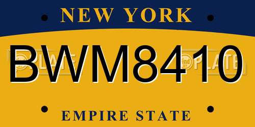 BWM8410 New York License Plate