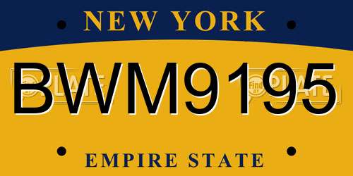 BWM9195 New York License Plate