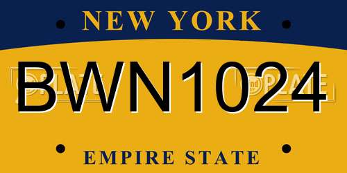 BWN1024 New York License Plate