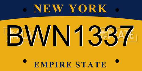 BWN1337 New York License Plate