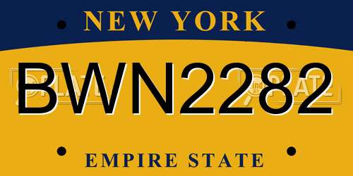 BWN2282 New York License Plate