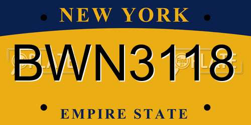 BWN3118 New York License Plate