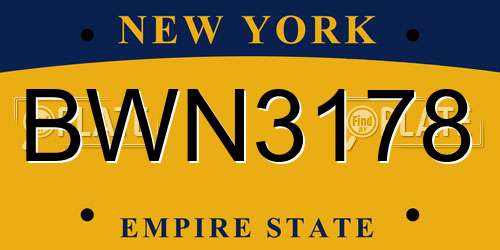 BWN3178 New York License Plate