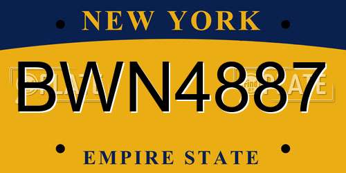 BWN4887 New York License Plate