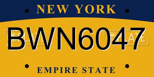 BWN6047 New York License Plate