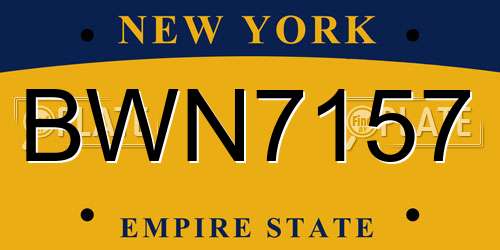 BWN7157 New York License Plate