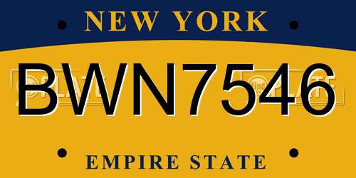 BWN7546 New York License Plate