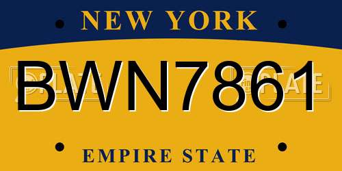 BWN7861 New York License Plate