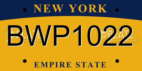 BWP1022 New York License Plate