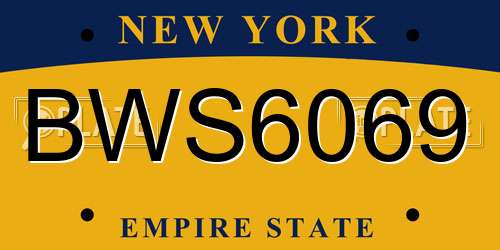 BWS6069 New York License Plate