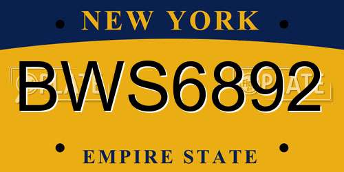 BWS6892 New York License Plate