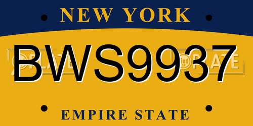 BWS9937 New York License Plate