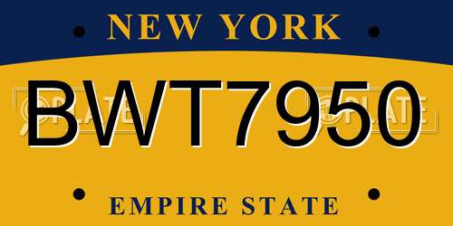 BWT7950 New York License Plate