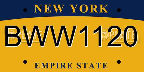 BWW1120 New York License Plate