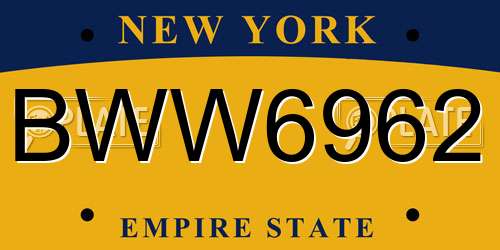 BWW6962 New York License Plate