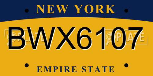 BWX6107 New York License Plate