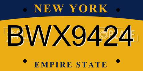 BWX9424 New York License Plate