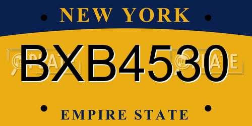 BXB4530 New York License Plate