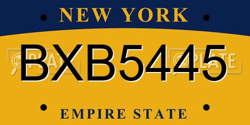BXB5445 New York License Plate