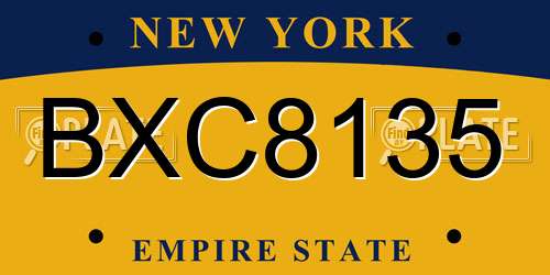 BXC8135 New York License Plate
