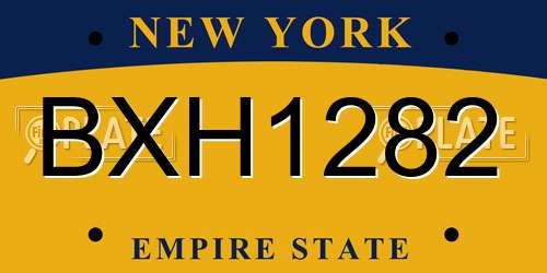 BXH1282 New York License Plate
