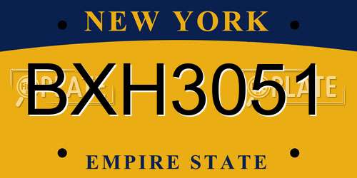 BXH3051 New York License Plate