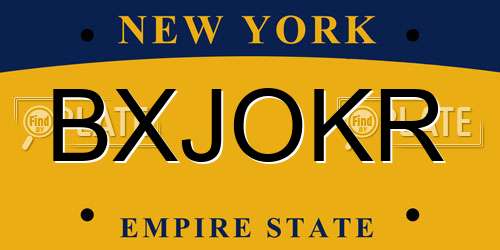 BXJOKR New York License Plate