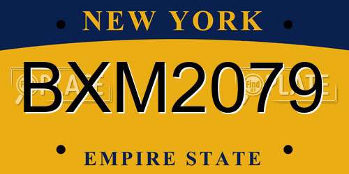 BXM2079 New York License Plate