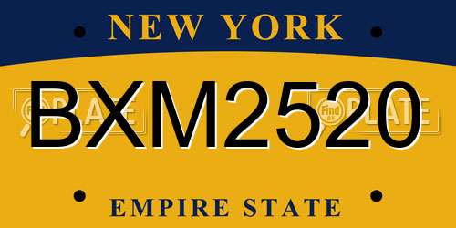 BXM2520 New York License Plate