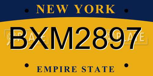 BXM2897 New York License Plate