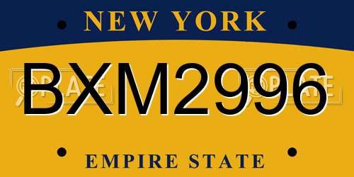 BXM2996 New York License Plate