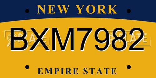 BXM7982 New York License Plate