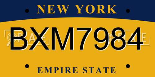 BXM7984 New York License Plate