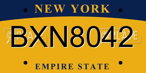 BXN8042 New York License Plate