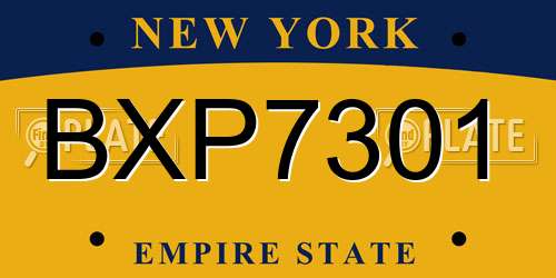 BXP7301 New York License Plate