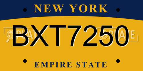 BXT7250 New York License Plate