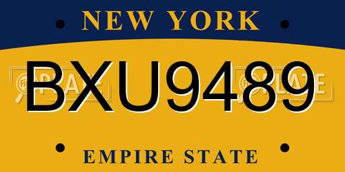 BXU9489 New York License Plate